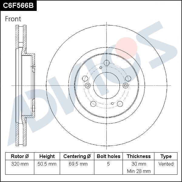 Диск тормозной пер. ADVICS (F) HONDA LEGEND KB1 (04-08)