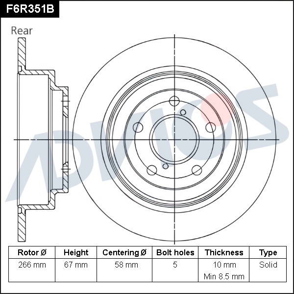 Диск тормозной зад. ADVICS Subaru FORESTER 1997 - 2008   Subaru IMPREZA 2002 - 2007                                                                                                                                                                            