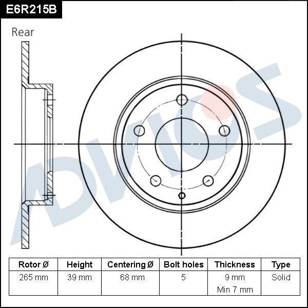 Диск тормозной зад. ADVICS Mazda 3 2013 -    Mazda AXELA 2013 - 2019                                                                                                                                                                                           