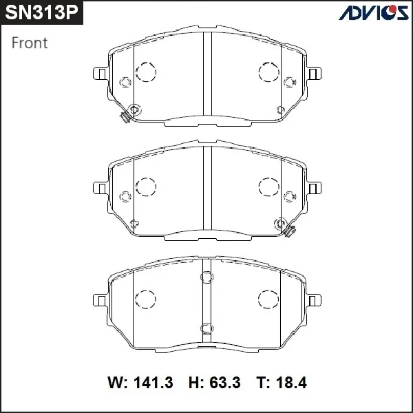 Колодки тормозные передние TOYOTA C-HR, COROLLA #E21 Advics SN313P
