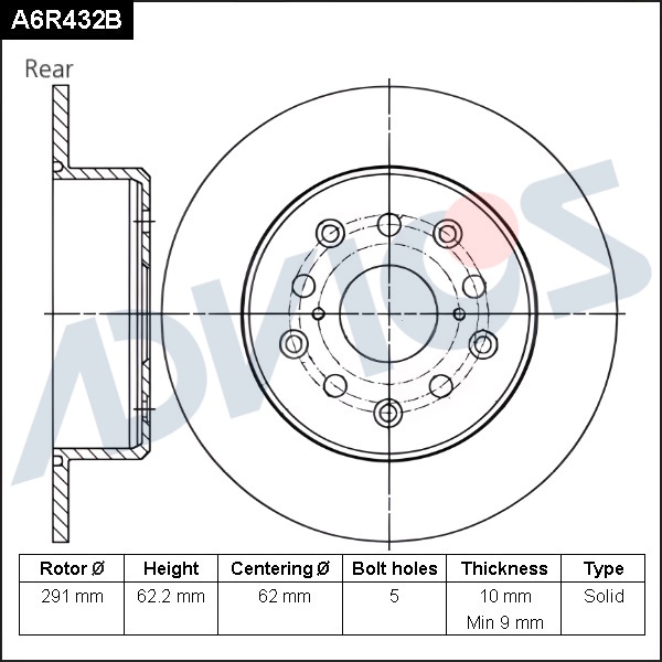 Диск тормозной зад. ADVICS TOYOTA ALTEZZA 1998 - 2002   TOYOTA BREVIS 2001 - 2007   TOYOTA CROWN 1999 - 2003   TOYOTA MARK II 2000 - 2007   TOYOTA PROGRES 1998 - 2007   TOYOTA VEROSSA 2001 - 2004                                                            