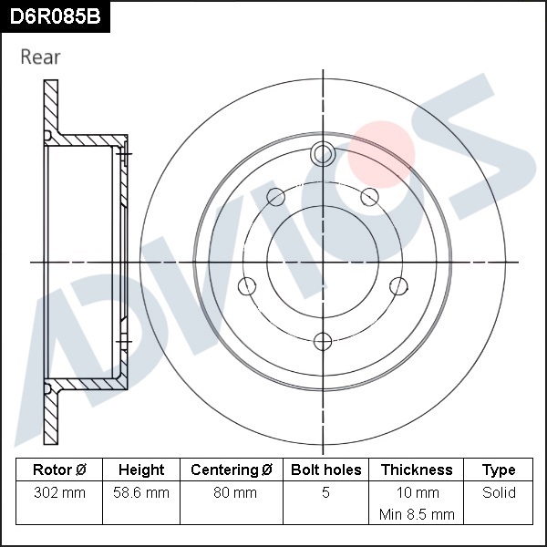 Диск тормозной зад. ADVICS CITROEN C-CROSSER 2008 -    Mitsubishi LANCER 2007 - 2011   Mitsubishi OUTLANDER 2005 - 2012   PEUGEOT 4007 2007 - 2014   PEUGEOT 4008 2012 - 2015                                                                                  