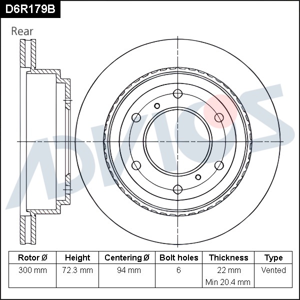 Диск тормозной зад. ADVICS Mitsubishi MONTERO 2000 - 2006   Mitsubishi PAJERO 1999 -                                                                                                                                                                           