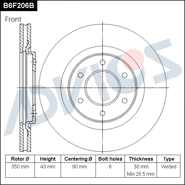 Диск тормозной пер. ADVICS INFINITI QX QX80 2006 - 2009   INFINITI QX56 2004 - 2013   INFINITI QX80 2013 -                                                                                                                                                     