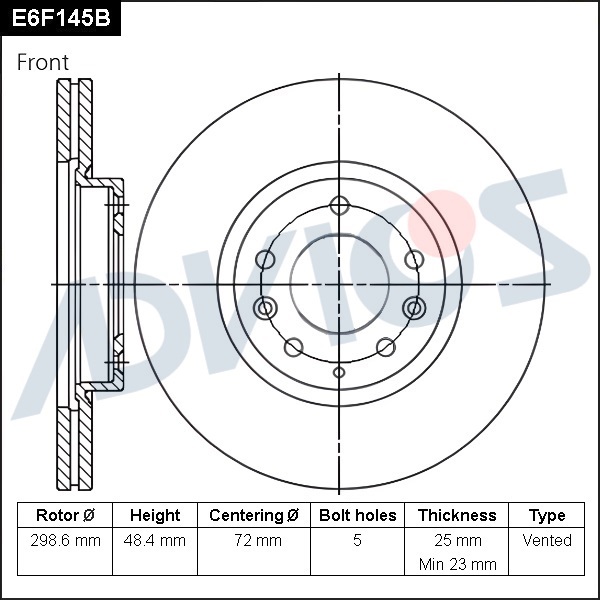 Диск тормозной пер. ADVICS Mazda 6 2007 - 2012   Mazda ATENZA 2008 - 2012