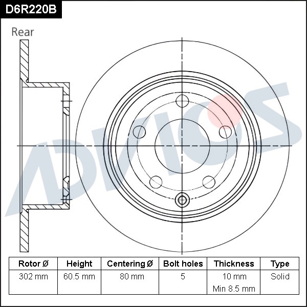 Диск тормозной зад. ADVICS JEEP COMPASS 2011 - 2015   Mitsubishi ASX 2010 -    Mitsubishi OUTLANDER 2005 - 2012   Mitsubishi RVR 2010 - 2019                                                                                                                   