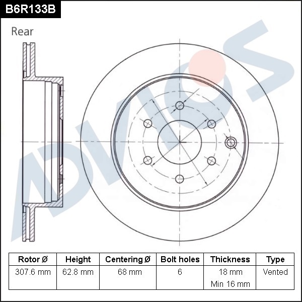 Диск тормозной зад. ADVICS NISSAN PATHFINDER 2004 - 2014                                                                                                                                                                                                       