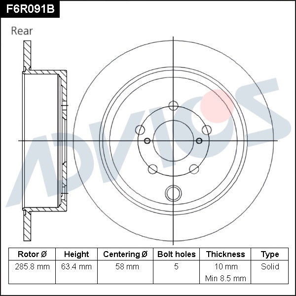 Диск тормозной зад. ADVICS Subaru FORESTER 2002 - 2013   Subaru IMPREZA 2007 - 2012   Subaru IMPREZA XV 2010 - 2011   Subaru LEGACY 2003 - 2014   Subaru OUTBACK 2009 - 2014                                                                                   