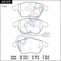 Дисковые тормозные колодки ADVICS (еврокерамика) передние AUDI Q3 2011 - 2019   VOLKSWAGEN TIGUAN 2006 - 2017                                                                                                                                                  