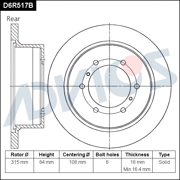 Диск тормозной зад. ADVICS Mitsubishi CHALLENGER 1996 - 2001   Mitsubishi MONTERO SPORT 1997 - 2003   Mitsubishi PAJERO 1991 - 1999   Mitsubishi PAJERO SPORT 1996 - 2009                                                                                      