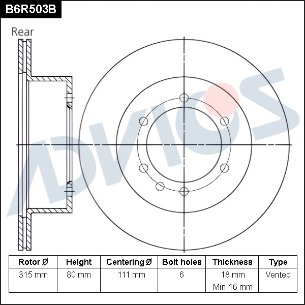 Диск тормозной зад. ADVICS NISSAN PATROL 1987 -    NISSAN SAFARI 1994 - 2002                                                                                                                                                                                   