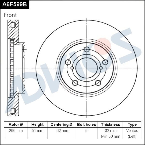 Диск тормозной пер. ADVICS LEXUS GS 2005 - 2012   TOYOTA CROWN 2003 - 2012                                                                                                                                                                                     