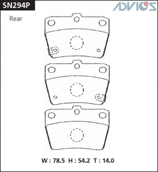 Дисковые тормозные колодки ADVICS задние TOYOTA RAV4 1994 - 2007
