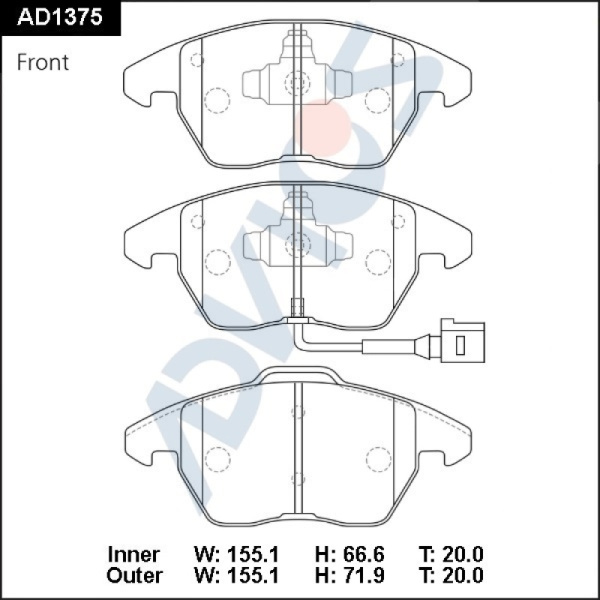 Дисковые тормозные колодки ADVICS (еврокерамика) передние AUDI Q3 2011 - 2019   VOLKSWAGEN TIGUAN 2006 - 2017                                                                                                                                                  