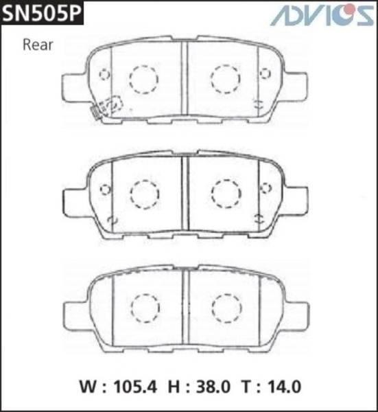 Дисковые тормозные колодки ADVICS задние NISSAN DUALIS 2007 - 2014   NISSAN Qashqai 2006 - 2014   NISSAN Teana 2008 -    NISSAN Tiida 2007 - 2014   NISSAN X-Trail 2007 - 2015   Suzuki GRAND VITARA 2008 - 2012