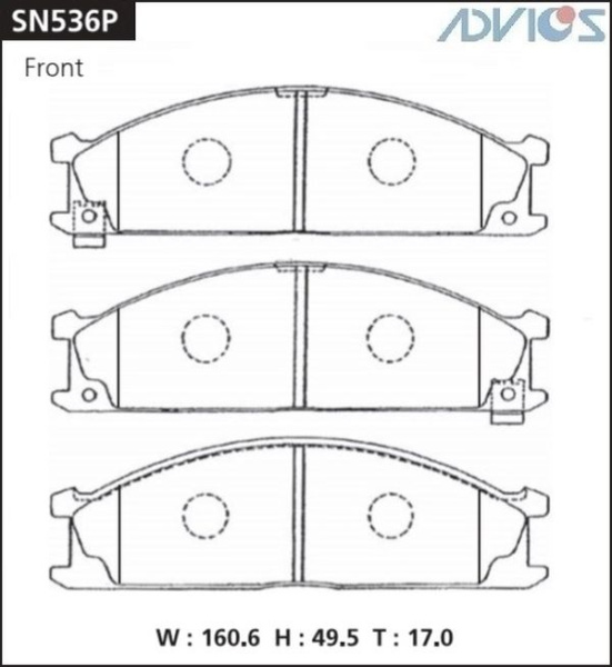 Дисковые тормозные колодки ADVICS передние NISSAN MISTRAL 1994 - 1999   NISSAN PICKUP 2008 - 2022   NISSAN TERRANO 1993 - 1995