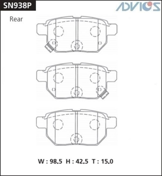 Дисковые тормозные колодки ADVICS задние Subaru TREZIA 2010 - 2016   TOYOTA AURIS 2006 - 2018   TOYOTA COROLLA 2000 -    TOYOTA ist 2007 - 2016   TOYOTA Premio 2001 - 2007   TOYOTA Prius 2009 -    TOYOTA RACTIS 2005 - 2010   TOYOTA VITZ 2005 - 2014   TOYO