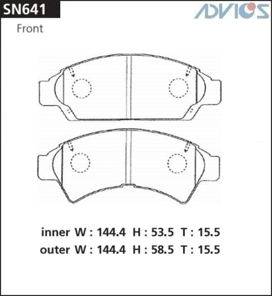 Дисковые тормозные колодки ADVICS передние (F) TOYOTA CAMRY CV30   SV30 (90-94), VISTA CV30   SV30 (90-94)