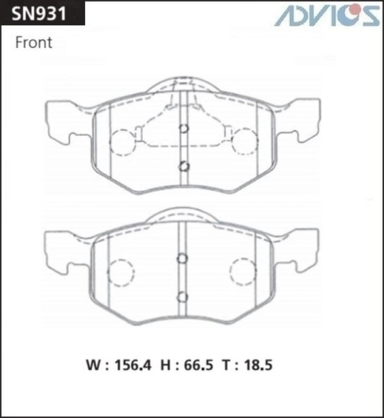 Дисковые тормозные колодки ADVICS передние Ford ESCAPE 2000 - 2006   Ford MAVERIC 2004 - 2007   Mazda TRIBUTE 2000 - 2005