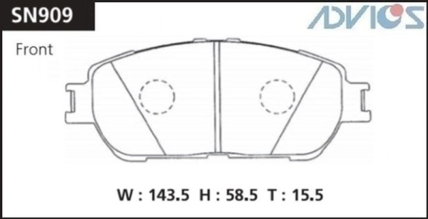 Дисковые тормозные колодки ADVICS передние TOYOTA CALDINA 2002 - 2007   TOYOTA CAMRY 2001 - 2006   TOYOTA ESTIMA 2000 - 2006   TOYOTA Windom 2001 - 2006