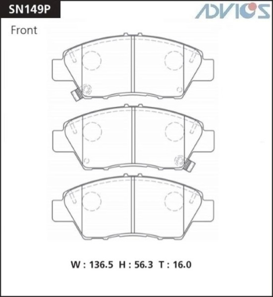 Дисковые тормозные колодки ADVICS передние Honda CIVIC 2003 - 2011   Honda CR-Z 2010 - 2017   Honda FIT 2007 - 2020   Honda FREED 2011 - 2024   Honda GRACE 2014 - 2017   Honda INSIGHT 2009 - 2014   Honda JAZZ 2008 - 2015   Honda SHUTTLE 2015 -            