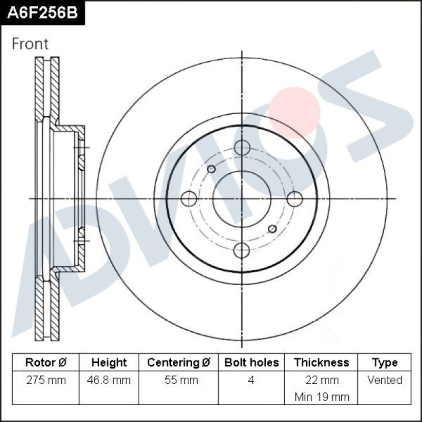 Диск тормозной пер. ADVICS TOYOTA BELTA 2005 - 2012   TOYOTA COROLLA 2006 -    TOYOTA PASSO 2008 - 2012   TOYOTA PORTE 2012 -    TOYOTA RACTIS 2005 - 2010   TOYOTA SPADE 2012 - 2020   TOYOTA VITZ 2005 - 2020   TOYOTA YARIS 2005 - 2017                     
