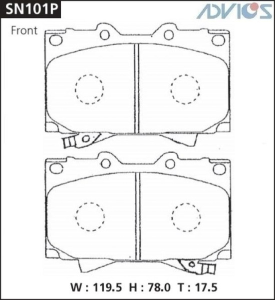 Дисковые тормозные колодки ADVICS передние LEXUS LX 1998 - 2007   TOYOTA LAND CRUISER 100 1997 - 2007   TOYOTA LAND CRUISER 105 1998 - 2007   TOYOTA LAND CRUISER 200 2014 - 2015   TOYOTA LAND CRUISER 70 2007 -    TOYOTA SEQUOIA 2000 - 2004   TOYOTA TUNDRA
