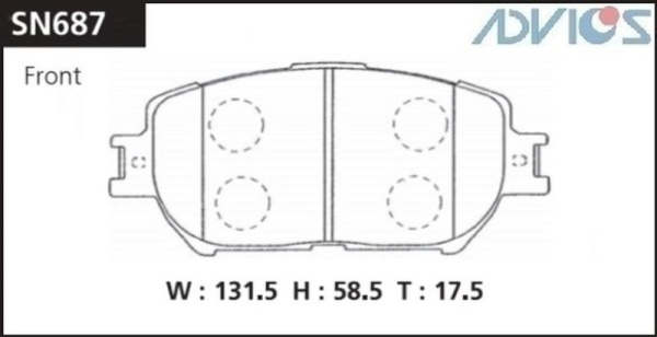 Дисковые тормозные колодки ADVICS передние LEXUS GS 2005 - 2012   TOYOTA CAMRY 2001 - 2006   TOYOTA CROWN 2003 - 2012   TOYOTA ISIS 2004 - 2017   TOYOTA MARK II 2004 - 2009   TOYOTA Wish 2003 - 2009