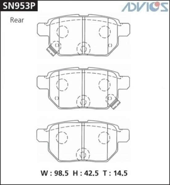 Дисковые тормозные колодки ADVICS задние TOYOTA AURIS 2006 - 2019   TOYOTA COROLLA 2000 - 