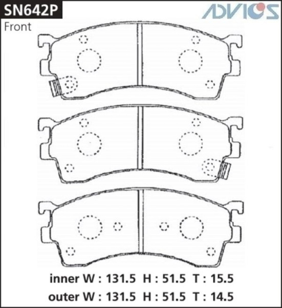 Дисковые тормозные колодки ADVICS передние Mazda 323 2000 - 2003   Mazda CAPELLA 1997 - 2002   Mazda FAMILIA 2000 - 2004   Mazda PREMACY 1999 - 2005