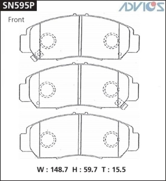 Дисковые тормозные колодки ADVICS передние Honda EDIX 2004 - 2009   Honda STREAM 2000 - 2006