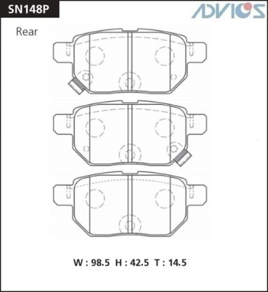Дисковые тормозные колодки ADVICS задние LEXUS CT 2011 - 2015   TOYOTA Prius 2009 - 
