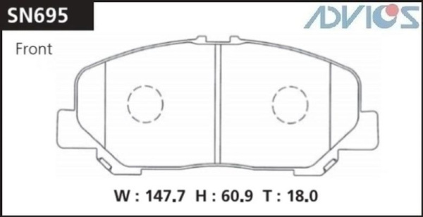 Дисковые тормозные колодки ADVICS передние TOYOTA ALPHARD 2008 -    TOYOTA ESTIMA 2006 -    TOYOTA VELLFIRE 2008 - 