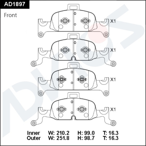 Дисковые тормозные колодки ADVICS (еврокерамика) передние AUDI A4 2015 -    AUDI A6 2018 -    AUDI Q5 2016 -                                                                                                                                                   