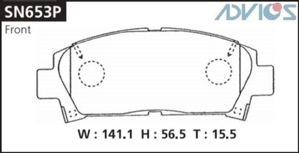 Дисковые тормозные колодки ADVICS передние TOYOTA Avensis 1997 - 2003   TOYOTA CALDINA 2000 - 2002   TOYOTA CARINA 1996 - 2001   TOYOTA COROLLA 1991 - 1995