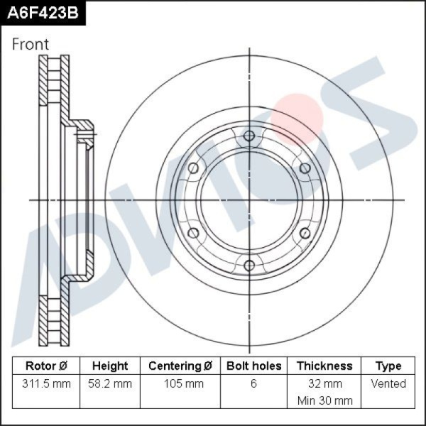 Диск тормозной пер. ADVICS TOYOTA LAND CRUISER 80 1989 - 1997                                                                                                                                                                                                  