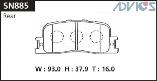 Дисковые тормозные колодки ADVICS задние Chery FORA 2006 - 2010   TOYOTA CALDINA 2002 - 2007   TOYOTA CAMRY 2001 - 2011   TOYOTA Highlander 2000 - 2007   TOYOTA KLUGER 2000 - 2007   TOYOTA Windom 2001 - 2006   TOYOTA Wish 2003 - 2017