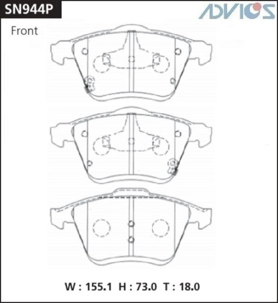 Дисковые тормозные колодки ADVICS передние Mazda 6 2005 - 2007   Mazda ATENZA 2005 - 2012