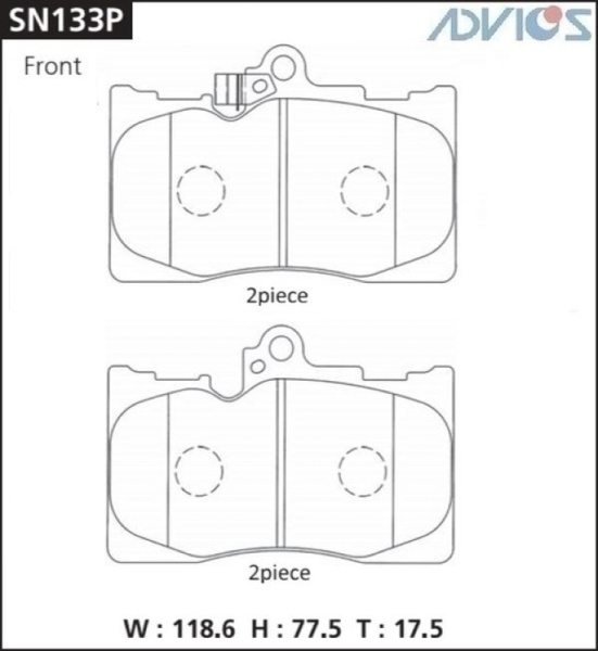 Дисковые тормозные колодки ADVICS передние LEXUS GS 2005 -    TOYOTA CROWN 2005 - 2018   TOYOTA MARK II 2009 - 2019