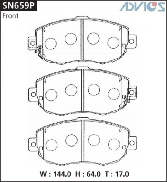 Дисковые тормозные колодки ADVICS передние TOYOTA ALTEZZA 1998 - 2002   TOYOTA CHASER 1994 - 2001   TOYOTA CRESTA 1994 - 2001   TOYOTA CROWN 1999 - 2003   TOYOTA MARK II 1992 - 2007   TOYOTA VEROSSA 2001 - 2004