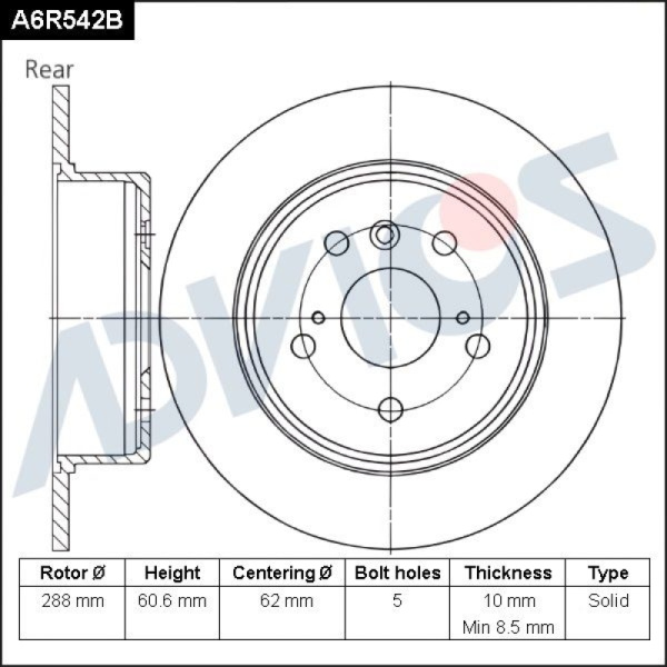 Диск тормозной зад. ADVICS LEXUS RX 1998 - 2003   TOYOTA CAMRY 1996 - 2011   TOYOTA HARRIER 1997 - 2003   TOYOTA Highlander 2000 - 2007   TOYOTA MARK II 1997 - 2002                                                                                           