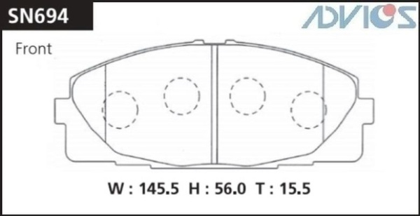 Дисковые тормозные колодки ADVICS передние (F) TOYOTA HIACE H200 (04-)
