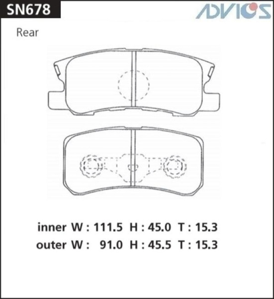 Дисковые тормозные колодки ADVICS задние CITROEN C-CROSSER 2008 -    DODGE Caliber 2006 -    JEEP COMPASS 2011 - 2015   Mitsubishi ASX 2010 -    Mitsubishi GRANDIS 2003 - 2009   Mitsubishi LANCER 2008 - 2011   Mitsubishi MONTERO 2000 - 2006   Mitsubishi O