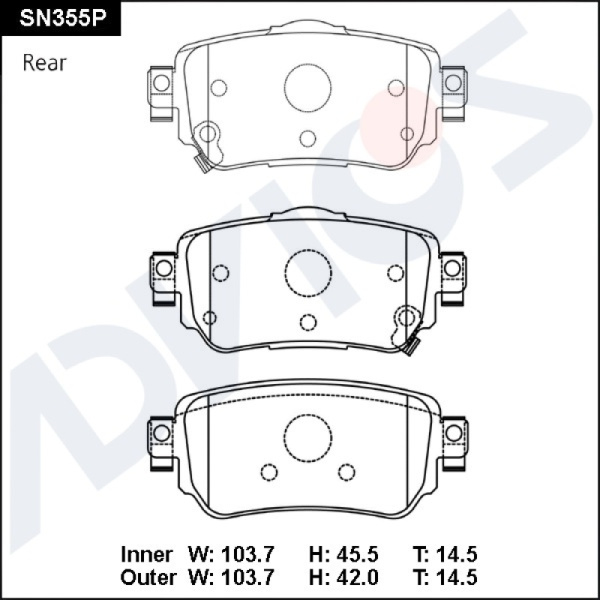 Дисковые тормозные колодки ADVICS задние NISSAN Qashqai 2013 - 2022   NISSAN X-Trail 2013 -                                                                                                                                                                    
