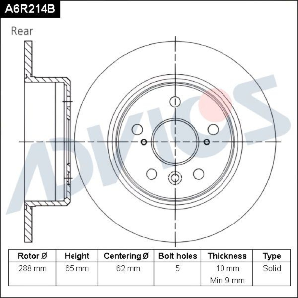 Диск тормозной зад. ADVICS LEXUS RX 1998 - 2003   TOYOTA CAMRY 1996 - 2006   TOYOTA HARRIER 1997 - 2024   TOYOTA Highlander 2000 - 2007                                                                                                                        