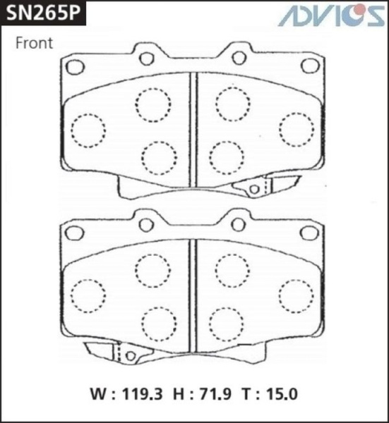 Дисковые тормозные колодки ADVICS передние TOYOTA LAND CRUISER 80 1989 - 1997