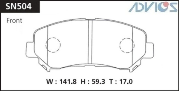 Дисковые тормозные колодки ADVICS передние NISSAN DUALIS 2007 - 2014   NISSAN Qashqai 2006 - 2014   NISSAN X-Trail 2007 - 2015
