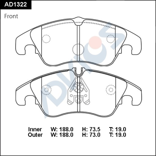 Дисковые тормозные колодки ADVICS (еврокерамика) передние AUDI A6 1997 - 2005                                                                                                                                                                                  