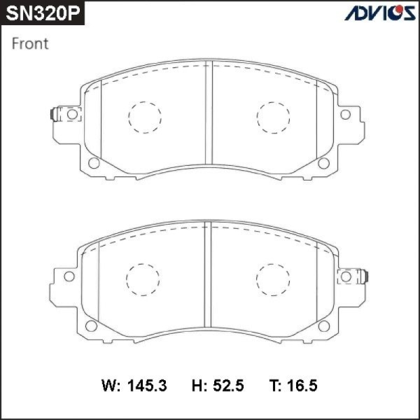 Дисковые тормозные колодки ADVICS передние Subaru FORESTER 2018 -    Subaru IMPREZA 2016 -    Subaru LEVORG 2020 -    Subaru OUTBACK 2019 -    Subaru XV 2017 -                                                                                                