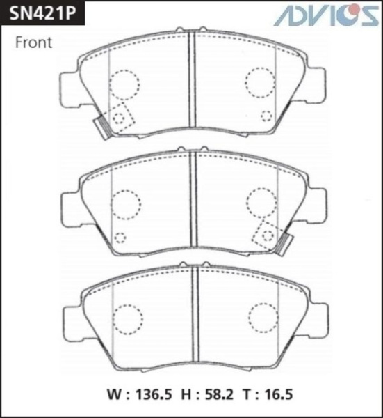Дисковые тормозные колодки ADVICS передние Honda AIRWAVE 2005 - 2010   Honda CIVIC 1995 - 2006   Honda DOMANI 1997 - 2000   Honda EDIX 2004 - 2006   Honda FIT 2006 - 2013   Honda FREED 2008 - 2016   Honda INTEGRA 1993 - 2000   Honda JAZZ 2017 - 2020   Hon